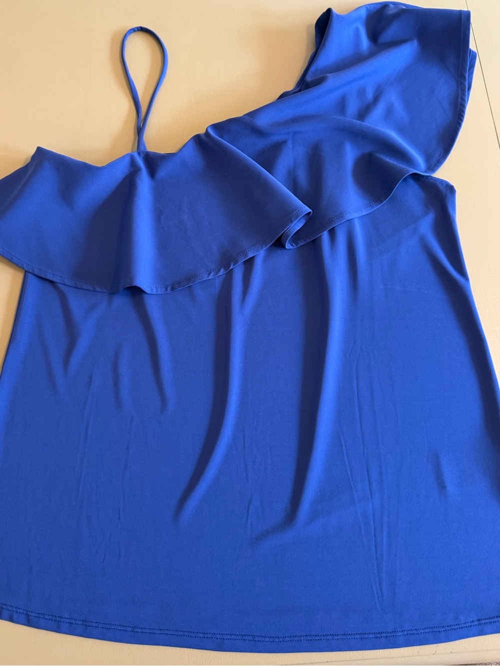 Banana Republic Royal Blue Ruffled One-Shoulder Women's Top